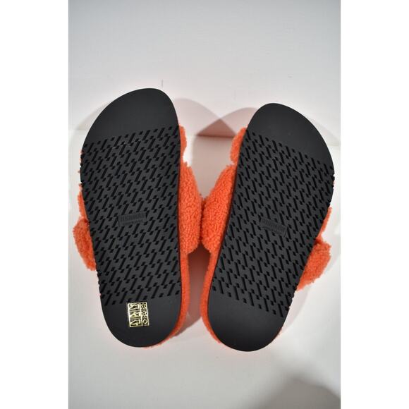 Hermes Chypre Sandal Teddy Shearling Fur Orange H Logo Slide Mule Flat Flip 37.5 - Picture 12 of 12